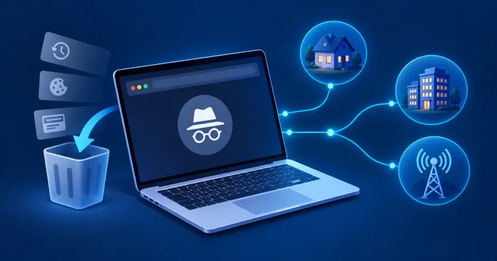 Incognito browser window with a home, office and internet provider still able to see traffic