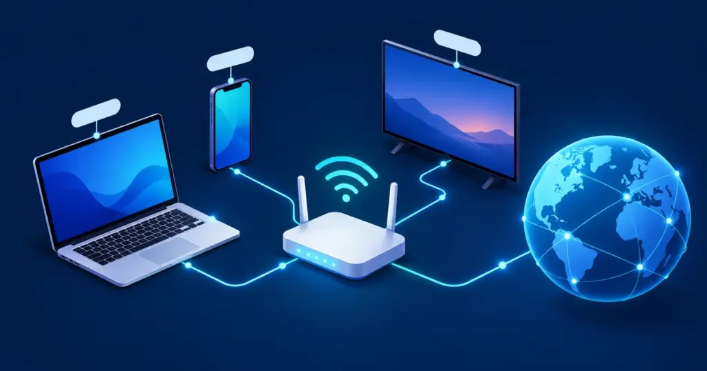Devices on a home network, each with its own IP address